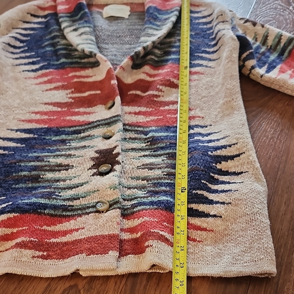 Lucky Brand Aztec Southwestern Oversized Cotton Cardigan Small - Picture 8 of 15